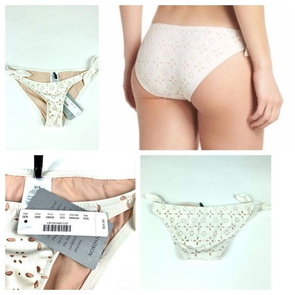 J Crew Floral Cut Out Bikini Bottom Cream XXS - Picture 1 of 7